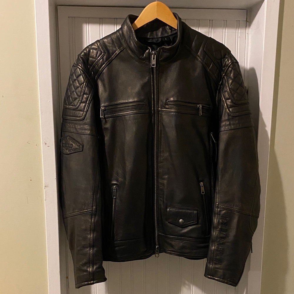 Harley-Davidson Men's Black Leather Riding Jacket Size Large Excellent quality
